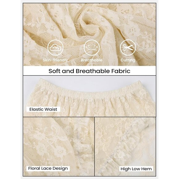 Elegant Floral Lace Long Skirt with Irregular Hem - Romantic Summer Style - Picture 5 of 5